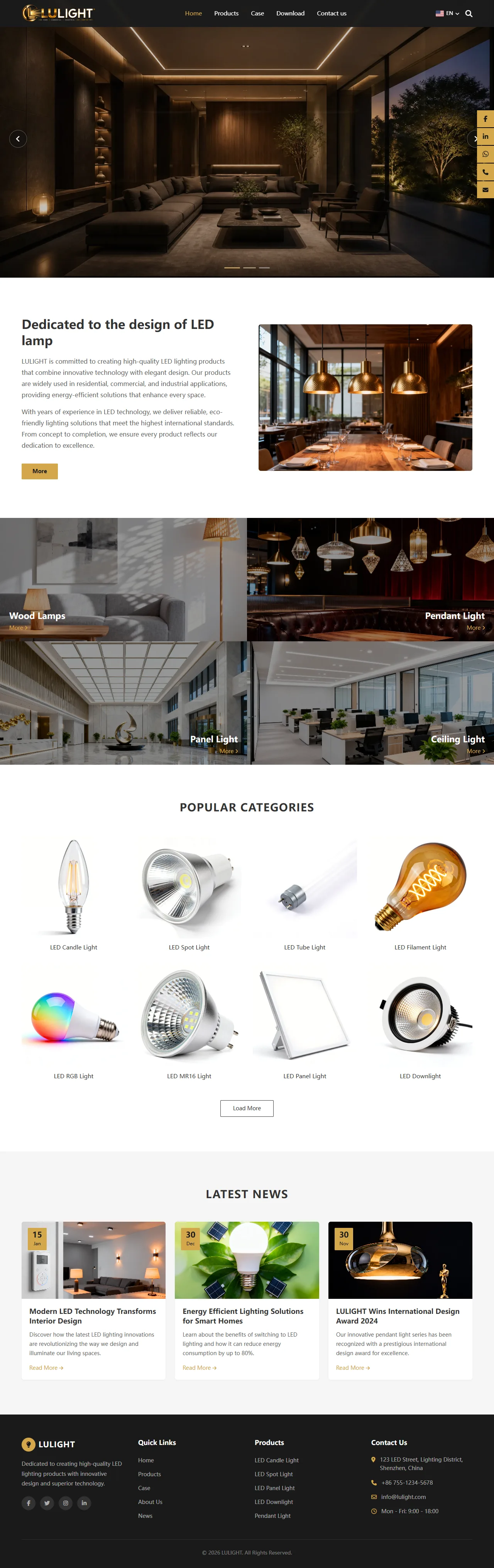 LULIGHT LED照明外贸独立站 预览