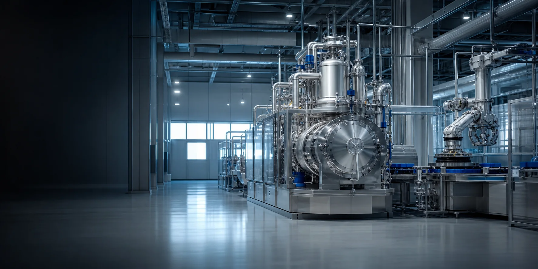 Precision industrial production equipment in a clean factory