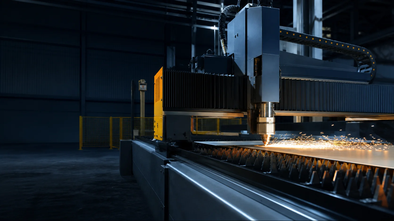 Precision CNC metalworking machine in operation