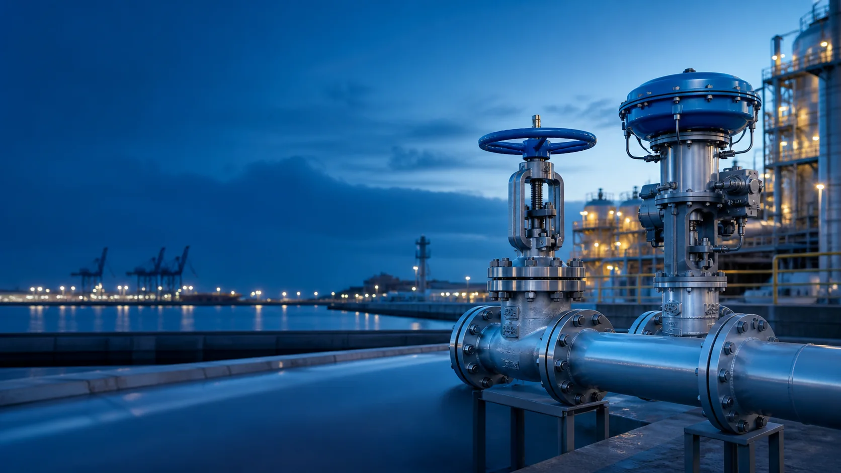 Industrial valves serving a global waterfront process facility