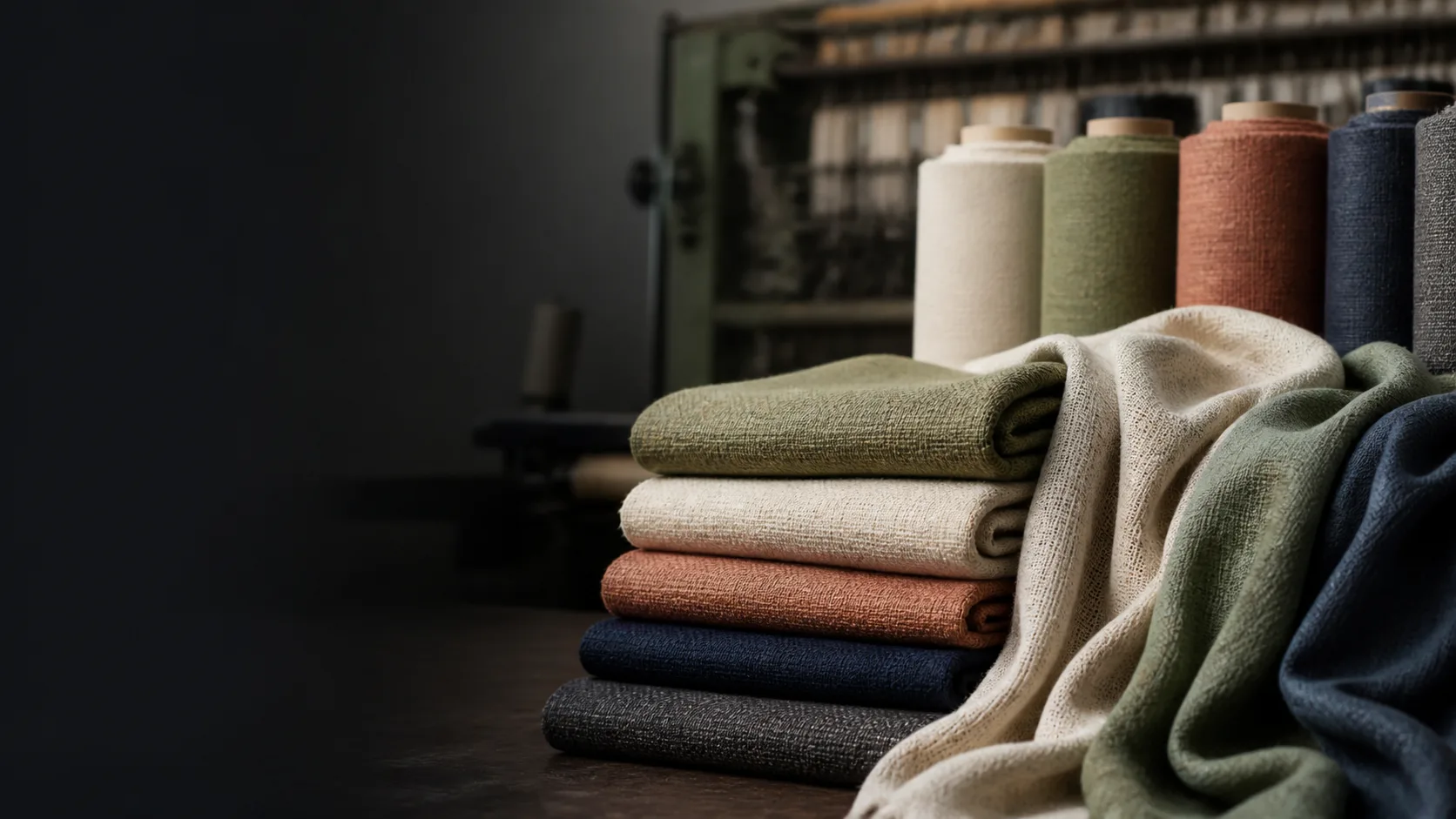 Layered woven fabrics in a refined textile studio